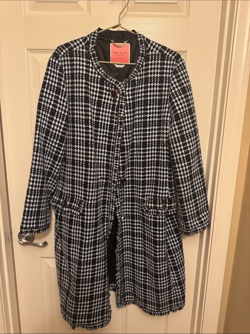 kate spade Black and White Plaid Pea Coat